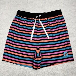 Bucees Swim Trunks Board Shorts Beaver Print Striped Lined Buc-ees Men's Size S
